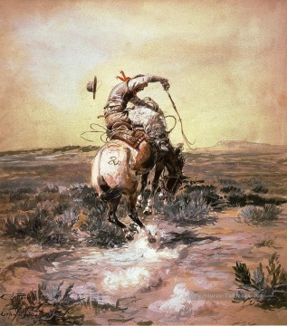 Un cow boy Slick Rider Charles Marion Russell Indiana Peinture à l'huile